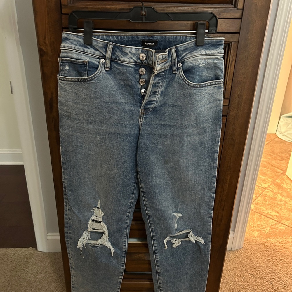 Express Denim Boyfriend Jeans with Distressed Details